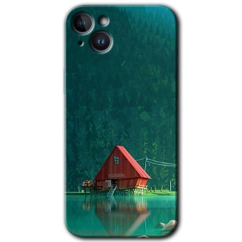 iPhone 14 HD Baskılı Kılıf + 9D Tam Ekran Koruyucu - House In Woods