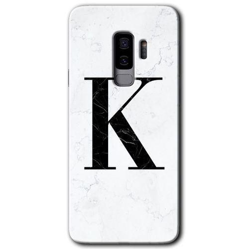 Galaxy S9 Plus Kılıf HD Desen Baskılı Arka Kapak - Beyaz Mermer Desenli K Harfi + Kırılmaz Cam