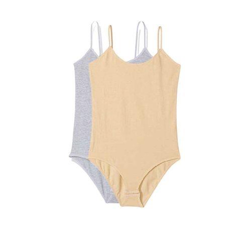 2 Adet İp Askılı Kadın Çıtçıtlı Body Gri ve Ten