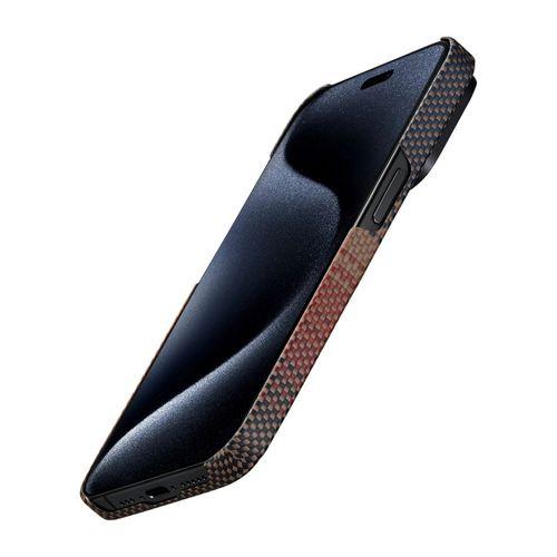 Apple iPhone 15 Pro Max Kılıf M-safe Şarj Özellikli Aramid Fiber Pitaka Tactile Woven Sunset-Moonrise Serisi Sunset Kapak