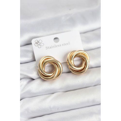 316L Çelik Gold Renk Lazerli Sarmal Halka Kadın Küpe - TJ-BKP11582