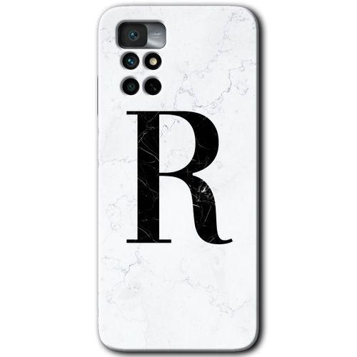Redmi Note 11 4G Kılıf HD Desen Baskılı Arka Kapak - Beyaz Mermer Desenli R Harfi