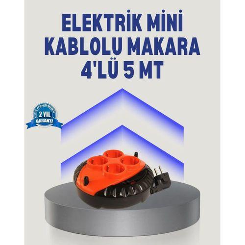 5 Metre Uzatma Kablolu 4 Prizli Makara Kırmızı