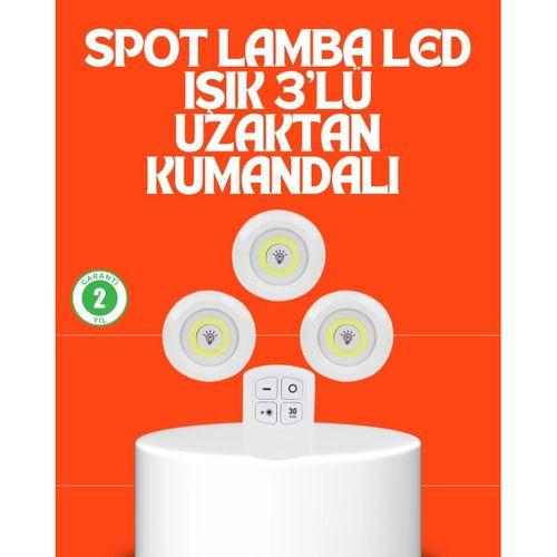 Kablosuz 3 Lü Spot Led Lamba Seti Uzaktan Kumandalı Enerji Tasarruflu Aydınlatma