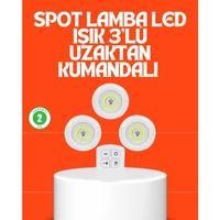 Kablosuz 3 Lü Spot Led Lamba Seti Uzaktan Kumandalı Enerji Tasarruflu Aydınlatma