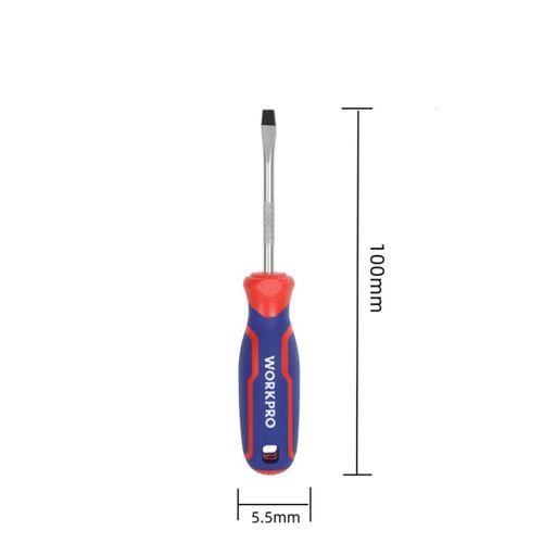 WORKPRO WP221016 5.5x100mm CR-V Manyetik Profesyonel Düz Tornavida