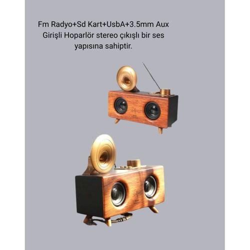 Gramafon Tasarımlı Bluetooth Hoparlör 3d Ses Teknolojili Çok Fonksiyonlu