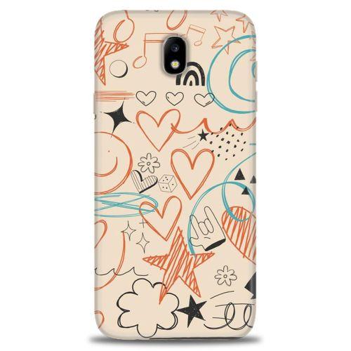 Samsung Galaxy J7 Pro / J730 Kılıf HD Baskılı Kılıf - Notalar Turuncu + Tam Ekran Koruyucu