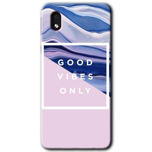 MRCİLETİSİM Samsung Galaxy A01 Core Kılıf Baskılı Kapak - Good Vibes + 5D Tam Kaplayan Cam