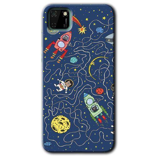 Huawei Y5P Kılıf HD Desen Baskılı Arka Kapak - Kedi Galaksi + Kırılmaz Cam