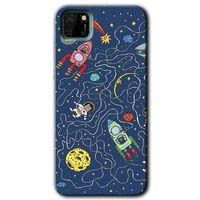 Huawei Y5P Kılıf HD Desen Baskılı Arka Kapak - Kedi Galaksi + Kırılmaz Cam