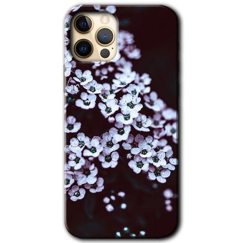 MRCİLETİSİM iPhone 12 Pro Kılıf Baskılı Kapak - Beyaz Çiçek + 5D Tam Kaplayan Cam