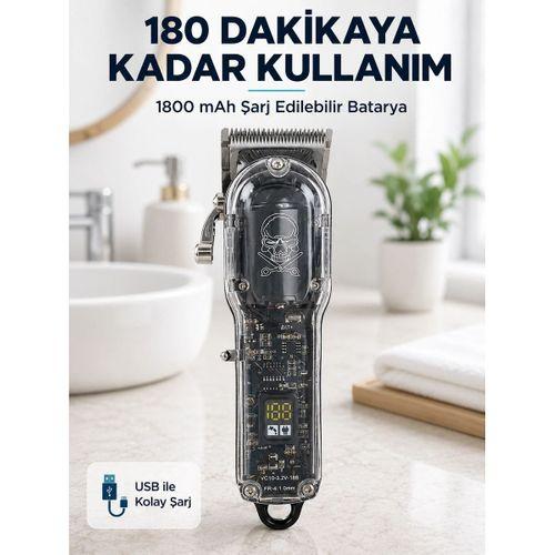 Erkek Saç Tıraş Makinesi Ayarlanabilir Bıçaklı 4 Taraklı 180 Dakika Kullanımlı Lcd Ekranlı