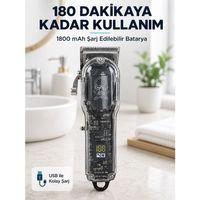 Erkek Saç Tıraş Makinesi Ayarlanabilir Bıçaklı 4 Taraklı 180 Dakika Kullanımlı Lcd Ekranlı