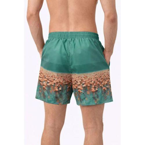 Erkek Deniz Şortu Fermuarlı Cepli File Astarlı Hızlı Kuruyan Premium - Su Yeşili