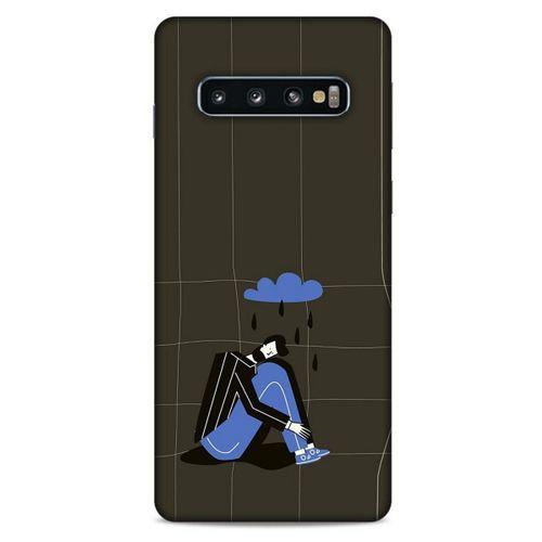 Samsung Galaxy S10 Kılıf Depresyon (33) Hybrid Kılıf Kahve Toz Pembe