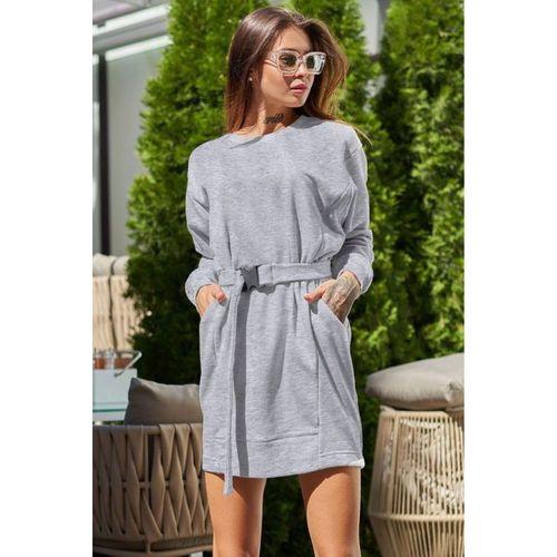 Kadın Uzun Kollu Bisiklet Yaka Kuşaklı Iki Iplik Elbise