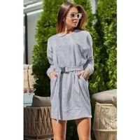 Kadın Uzun Kollu Bisiklet Yaka Kuşaklı Iki Iplik Elbise