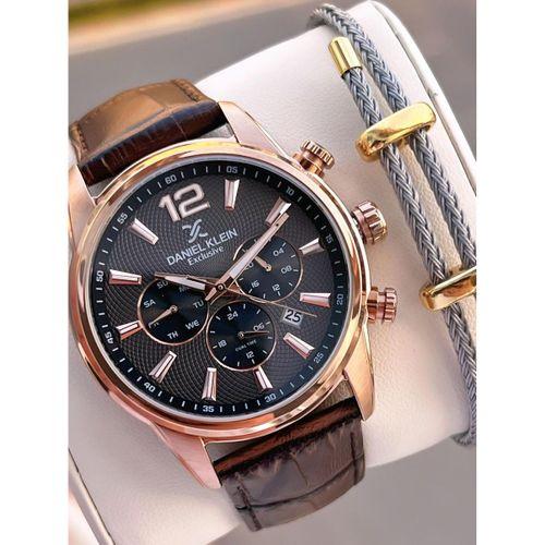 Daniel Klein Deri Kordon İç Kadran Fonksiyonları Aktif 3 Atm Suya Dayanıklı Erkek Kol Saati E14063-4