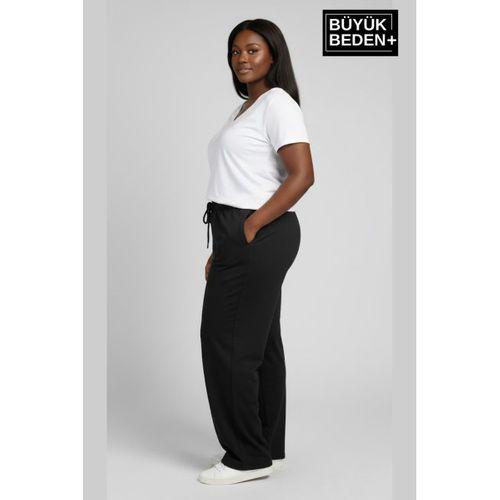 Kadın Büyük Beden Rahat Kesim Paça Reçmeli İnce Eşofman Altı SPR26EAK952