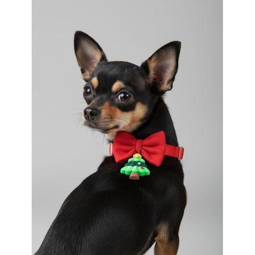 Christmas Tree Yılbaşı Köpek Papyon Tasması | Kırmızı Fiyonk Boyun Aksesuarı | Noel Temalı Köpek Süsü