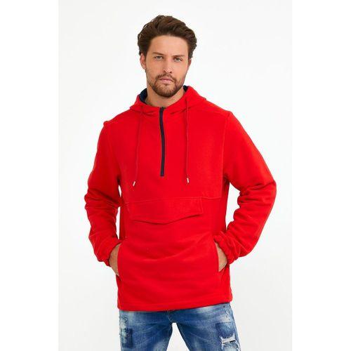 Erkek Kapşonlu Regular Fit Yarım Ferm.Kargo Cepli İnce Sweatshirt SPR22SW171