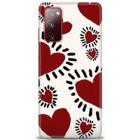 Samsung Galaxy S20 FE Kılıf HD Baskılı Kılıf - Çizgili Kalp + Tam Ekran Koruyucu