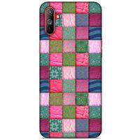 Oppo Realme C3 Kılıf Patchwork (35) Fit Design Kılıf Toz Pembe Lacivert