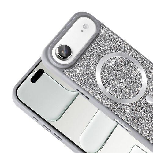 Apple iPhone 17 Air Kılıf Pırlanta Tasarımlı M-safe Şarj Özellikli Zore Mozaik Silikon Kapak