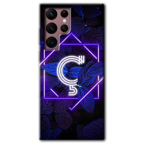 Potkal Hediye Fabrikası Samsung Galaxy S22 Ultra Kılıf HD Desen Baskılı Arka Kapak - Dark Neon Yaprak Ç Harfi