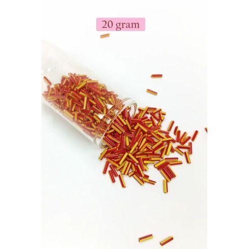 Uzun Boru Kesme Boncuk Çap 2mm Uzunluk 10 mm - 20 Gram - Sarı Kırmızı - BNC235
