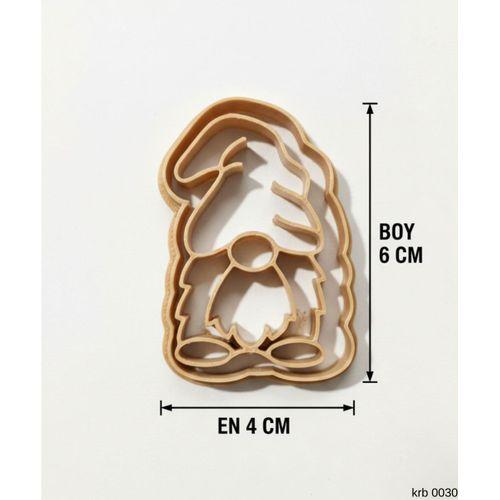 Mini Uzun Şapkalı Noel Cücesi Kurabiye Kalıbı – Küçük Boy Gnome Figürlü, Çift Parça Hamur Kesici, Şeker Hamuru ve Oyun Hamuru İçin