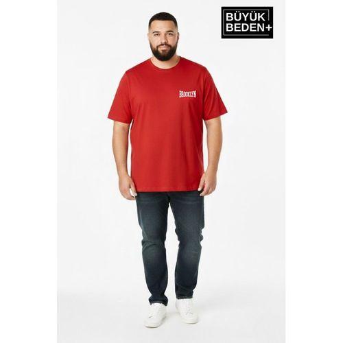 Süperlife Erkek Büyük Beden Brooklyn 1970 Baskılı 3xl-6xl Bisiklet Yaka Tshırt SPR26BTS510-03