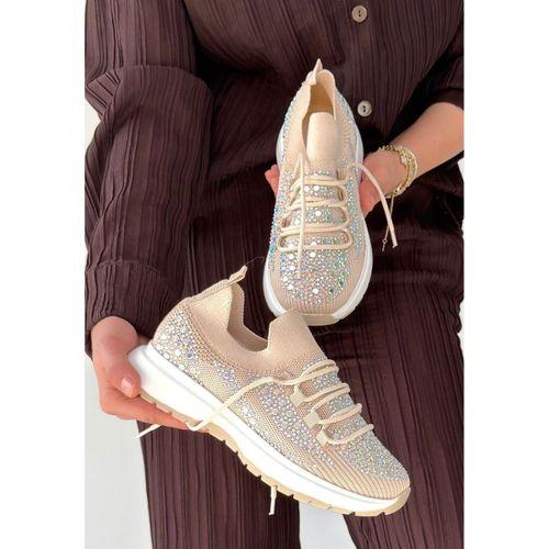 Ceas Bej Triko Bağcıklı Spor Ayakkabı