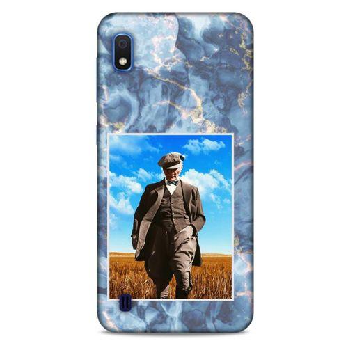 Samsung Galaxy A10 Kılıf Atatürk (19) Kılıfları Mavi Mermer