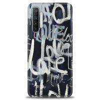 Realme XT Kılıf HD Baskılı Kılıf - Gri Love + Tam Ekran Koruyucu