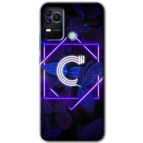 Omix X400 Kılıf HD Desen Baskılı Arka Kapak - Dark Neon Yaprak C Harfi