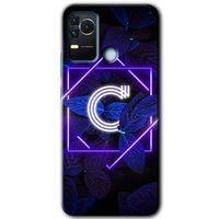 Omix X400 Kılıf HD Desen Baskılı Arka Kapak - Dark Neon Yaprak C Harfi