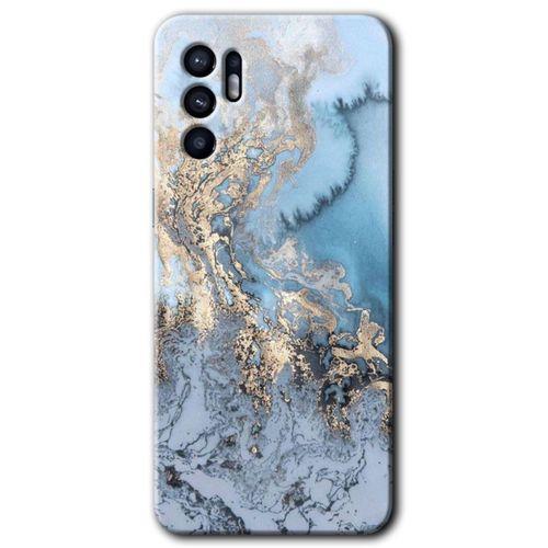 Oppo Reno 6 Kılıf HD Desen Baskılı Arka Kapak - Eski Mermer + Kırılmaz Cam