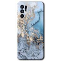 Oppo Reno 6 Kılıf HD Desen Baskılı Arka Kapak - Eski Mermer + Kırılmaz Cam