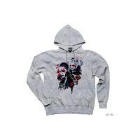 Suicide Joker and Harley Graffiti Gri Kapşonlu Sweatshirt Hoodie