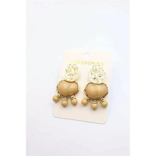 Taşlı Küpe - Kahverengi