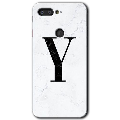 GM 9 Pro Kılıf HD Desen Baskılı Arka Kapak - Beyaz Mermer Desenli Y Harfi + Kırılmaz Cam