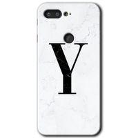 GM 9 Pro Kılıf HD Desen Baskılı Arka Kapak - Beyaz Mermer Desenli Y Harfi + Kırılmaz Cam