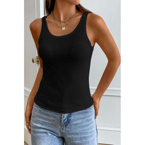 Kadın Siyah Kolsuz Kalın Askılı Uzun Crop Top Bluz & Atlet Modern Basic Üst