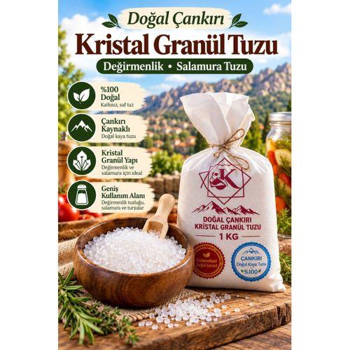 Doğal Çankırı Kristal Granül Kaya Tuzu 1 KG – Değirmenlik ve Salamura Tuzu