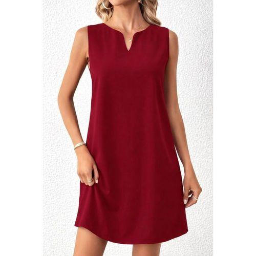 Kadın Askılı V Yakalı Mini Ithal Krep Elbise