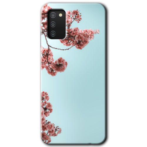 MRCİLETİSİM Samsung Galaxy A02s Kılıf Baskılı Kapak - Japon Çiçeği +Tam Kaplayan Mat Seramik