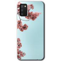 MRCİLETİSİM Samsung Galaxy A02s Kılıf Baskılı Kapak - Japon Çiçeği +Tam Kaplayan Mat Seramik