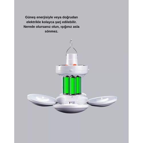 Solar Güneş Enerjili Ve Usb Şarjlı 5 Kanatlı Led Kamp Lambası